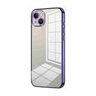 For iPhone 14 Plus Transparent Plating Fine Hole Phone Case(Purple) - 1