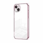 For iPhone 14 Plus Transparent Plating Fine Hole Phone Case(Pink) - 1