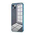 For iPhone 14 Plus Transparent Plating Fine Hole Phone Case(Blue) - 1