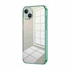 For iPhone 14 Plus Transparent Plating Fine Hole Phone Case(Green) - 1