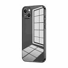 For iPhone 14 Plus Transparent Plating Fine Hole Phone Case(Black) - 1
