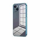 For iPhone 14 Transparent Plating Fine Hole Phone Case(Blue) - 1