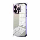 For iPhone 14 Pro Transparent Plating Fine Hole Phone Case(Purple) - 1