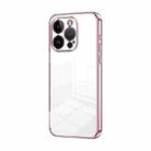 For iPhone 14 Pro Transparent Plating Fine Hole Phone Case(Pink) - 1