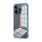 For iPhone 14 Pro Transparent Plating Fine Hole Phone Case(Blue) - 1
