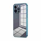 For iPhone 14 Pro Max Transparent Plating Fine Hole Phone Case(Blue) - 1