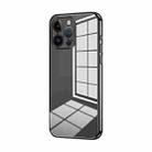 For iPhone 14 Pro Max Transparent Plating Fine Hole Phone Case(Black) - 1