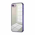 For iPhone SE 2022 / 2020 / 8 / 7 Transparent Plating Fine Hole Phone Case(Purple) - 1