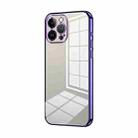 For iPhone 13 Pro Max Transparent Plating Fine Hole Phone Case(Purple) - 1