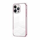 For iPhone 13 Pro Transparent Plating Fine Hole Phone Case(Pink) - 1