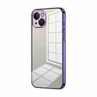 For iPhone 13 Transparent Plating Fine Hole Phone Case(Purple) - 1