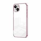 For iPhone 13 Transparent Plating Fine Hole Phone Case(Pink) - 1
