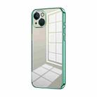 For iPhone 13 Transparent Plating Fine Hole Phone Case(Green) - 1