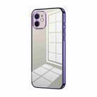 For iPhone 12 Transparent Plating Fine Hole Phone Case(Purple) - 1