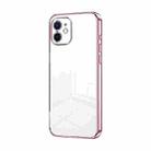 For iPhone 12 Transparent Plating Fine Hole Phone Case(Pink) - 1