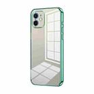 For iPhone 12 Transparent Plating Fine Hole Phone Case(Green) - 1