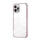 For iPhone 12 Pro Max Transparent Plating Fine Hole Phone Case(Pink) - 1