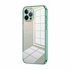 For iPhone 12 Pro Max Transparent Plating Fine Hole Phone Case(Green) - 1