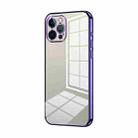 For iPhone 12 Pro Transparent Plating Fine Hole Phone Case(Purple) - 1