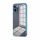 For iPhone 12 Pro Transparent Plating Fine Hole Phone Case(Blue) - 1