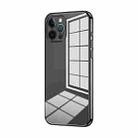 For iPhone 12 Pro Transparent Plating Fine Hole Phone Case(Black) - 1