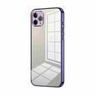 For iPhone 11 Pro Max Transparent Plating Fine Hole Phone Case(Purple) - 1