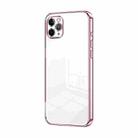 For iPhone 11 Pro Max Transparent Plating Fine Hole Phone Case(Pink) - 1