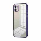 For iPhone 11 Transparent Plating Fine Hole Phone Case(Purple) - 1