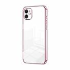 For iPhone 11 Transparent Plating Fine Hole Phone Case(Pink) - 1