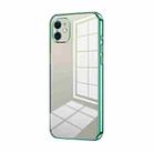 For iPhone 11 Transparent Plating Fine Hole Phone Case(Green) - 1