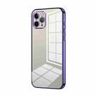 For iPhone 11 Pro Transparent Plating Fine Hole Phone Case(Purple) - 1