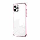 For iPhone 11 Pro Transparent Plating Fine Hole Phone Case(Pink) - 1