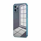For iPhone 11 Pro Transparent Plating Fine Hole Phone Case(Blue) - 1