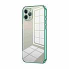 For iPhone 11 Pro Transparent Plating Fine Hole Phone Case(Green) - 1