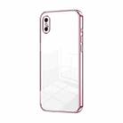 For iPhone X / XS Transparent Plating Fine Hole Phone Case(Pink) - 1