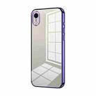 For iPhone XR Transparent Plating Fine Hole Phone Case(Purple) - 1