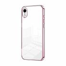 For iPhone XR Transparent Plating Fine Hole Phone Case(Pink) - 1