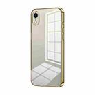 For iPhone XR Transparent Plating Fine Hole Phone Case(Gold) - 1