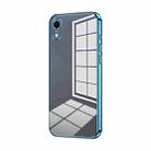 For iPhone XR Transparent Plating Fine Hole Phone Case(Blue) - 1