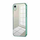 For iPhone XR Transparent Plating Fine Hole Phone Case(Green) - 1