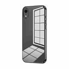 For iPhone XR Transparent Plating Fine Hole Phone Case(Black) - 1