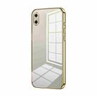 For iPhone XS Max Transparent Plating Fine Hole Phone Case(Gold) - 1