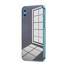 For iPhone XS Max Transparent Plating Fine Hole Phone Case(Blue) - 1