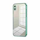 For iPhone XS Max Transparent Plating Fine Hole Phone Case(Green) - 1