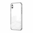 For iPhone XS Max Transparent Plating Fine Hole Phone Case(Silver) - 1