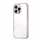 For iPhone 16 Pro Max Transparent Plating Fine Hole Phone Case(Pink) - 1