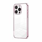 For iPhone 16 Pro Transparent Plating Fine Hole Phone Case(Pink) - 1