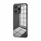 For iPhone 16 Pro Transparent Plating Fine Hole Phone Case(Black) - 1