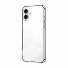 For iPhone 16 Plus Transparent Plating Fine Hole Phone Case(Silver) - 1