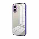 For iPhone 16 Transparent Plating Fine Hole Phone Case(Purple) - 1